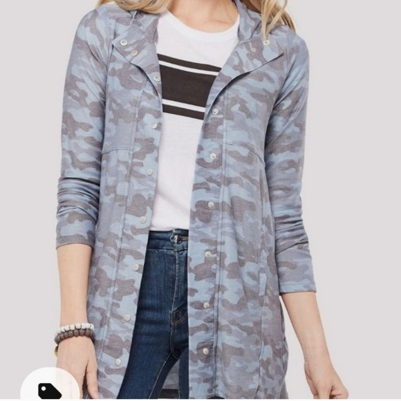 Chaser Camo long front snap hoodie jacket sz small - Picture 1 of 7